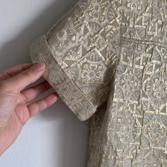 Diane von Furstenberg reno gold metallic shirt dress with pockets - Picture 9 of 17